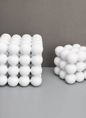欧式创意树脂白色圆球积111方体摆件样板书房售楼部正卧堆室房装