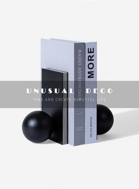 轻奢皮革几何圆球书靠软装售楼处C酒店卧室样板间客厅书房书档摆