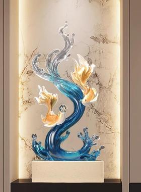 生水玄起入户关造景招风生水起财鱼轻风奢高档客电视柜装饰厅品艺