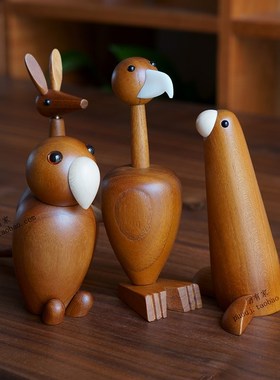 鹰 摆件木质鸟实木工艺客厅书柜书房装饰品新S中式北欧简约摆件