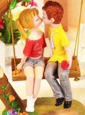 一吻情深秋d千情侣结婚公仔一对娃娃树脂工艺品婚房客厅摆件送礼