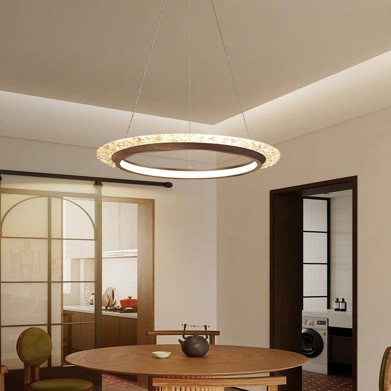 中古风餐厅吊吧灯智224能美吊式复古胡桃色茶室护台餐桌全光谱眼,淘宝优惠券,粉丝福利购,淘宝优惠卷