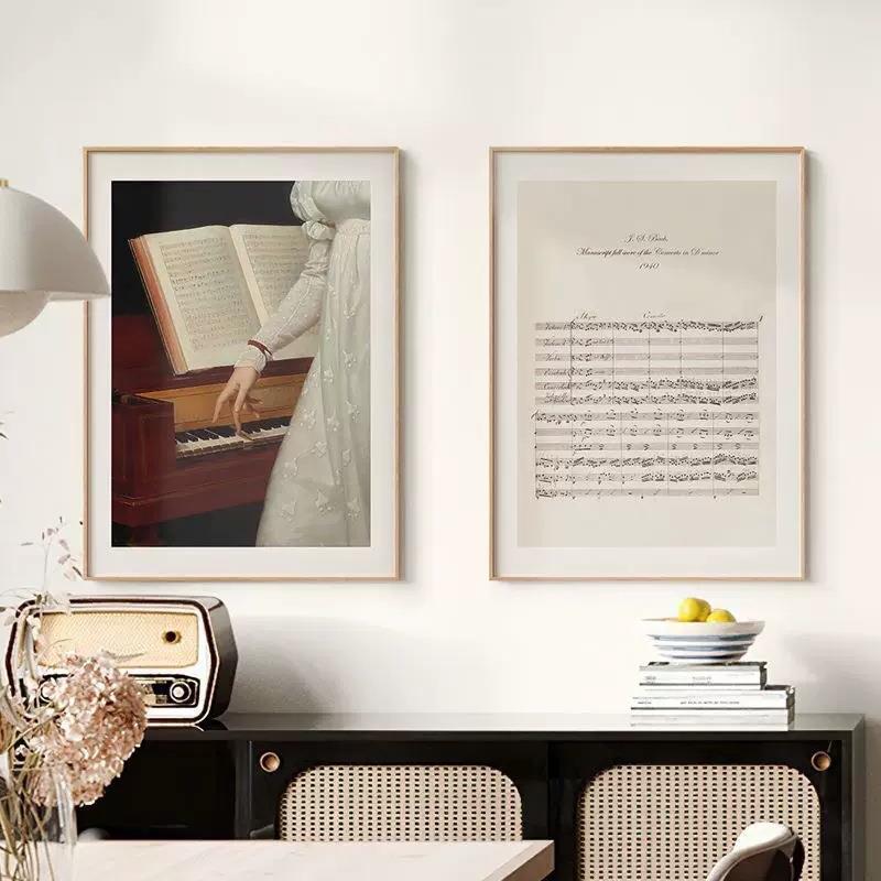 肖邦琴谱有框装饰画女孩钢琴房音乐教室挂画艺术怀旧复古手稿文艺 - 图1