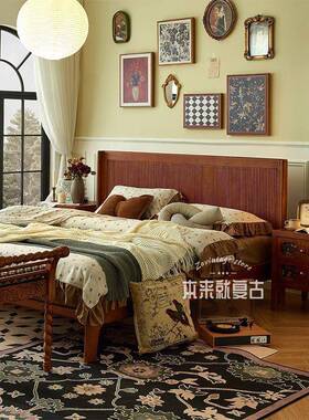 FMN法式复人古实木床卧米用室家1米8大床中古风主卧床15简约双民