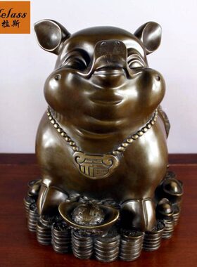班德拉斯纯铜工艺品家居猪摆件 五福临门猪 生日开业礼品