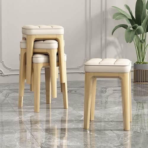 简约客厅凳子实木餐椅家用现代轻奢圆凳梳妆台椅子创意客厅小矮凳 - 图2