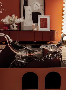 晶淳 K9水晶玻璃抹香鲸高档玻璃客厅玄关装饰摆件 艺术工艺品海洋