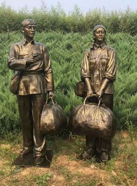 知青下乡文化雕塑m农耕劳动人物铸铜雕塑定制玻璃钢户外景观雕塑