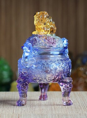 古法琉璃香薰炉仿古中式狮子三足宣德炉I盘香炉鼎摆件家用供佛用