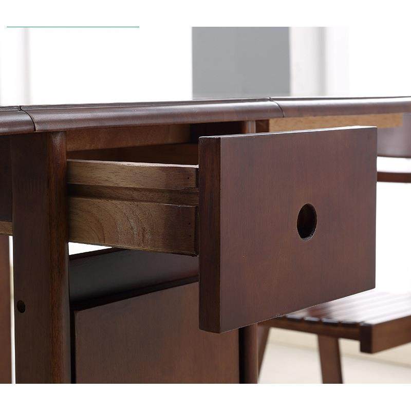 胡桃色小户型实木折叠餐桌椅组合家用现代简约可伸缩长方形饭桌,淘宝优惠券,粉丝福利购,淘宝优惠卷