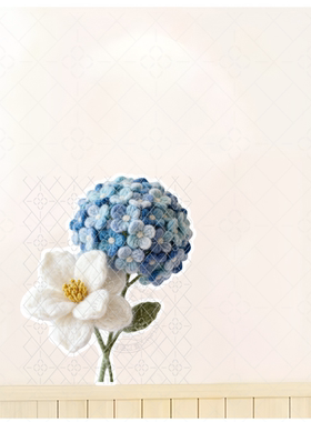玫瑰花束毛线钩针艺术自粘贴画