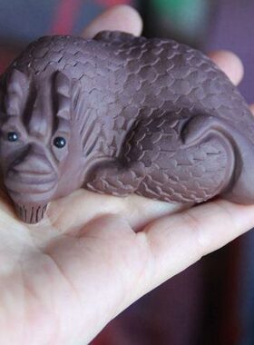 十二生肖茶宠宜兴纯手工雕塑原矿紫砂紫泥茶玩茶桌小摆件中国巨龙