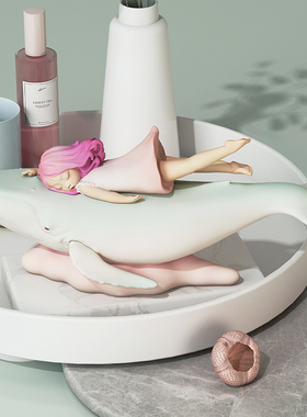 白夜童话鲸d梦创意家居饰品摆件卧室床头柜摆设乔迁送朋友生日礼