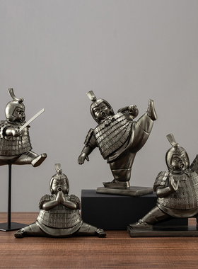 新中式家居饰品秦大兵马俑摆件复古办公室电视玄关U柜个性创意装