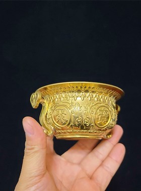 黄铜聚宝盆e小号摆件家居用品装饰品开业送礼赠礼铜器工艺品