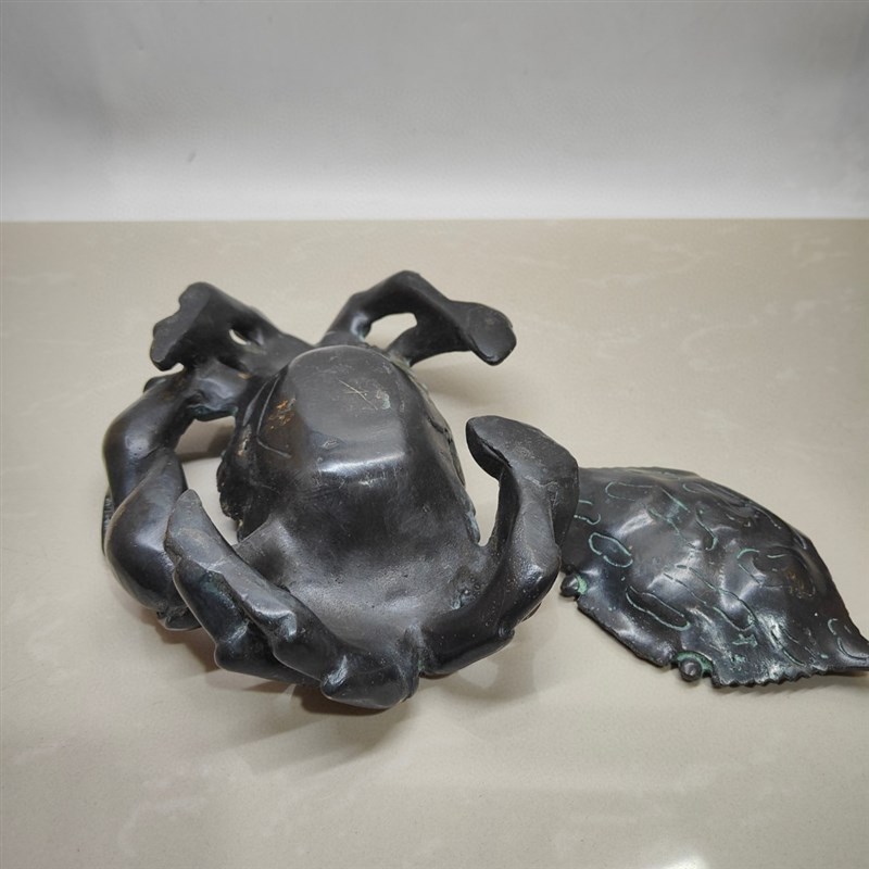 Antique literary play pure copper f crab ashtray ornaments desktop creative retro fortune ashtray pen wash ancient things