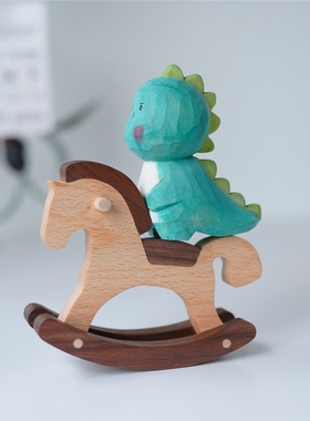 Joe小恐龙小怪兽木雕可爱手作装饰 纯手工 生日礼物实.木桌面摆件