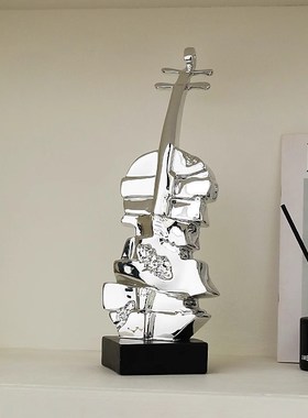 创意小提琴摆g件轻奢高档工艺品酒柜装饰品书房办公室桌面摆设礼