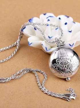 民族风复古精品嘎乌盒空心可打开装东西大个银盒子吊W坠银饰挂件