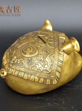 黄铜猪摆件全铜福猪存钱罐储z蓄罐家居装饰品客厅摆设铜器工艺品