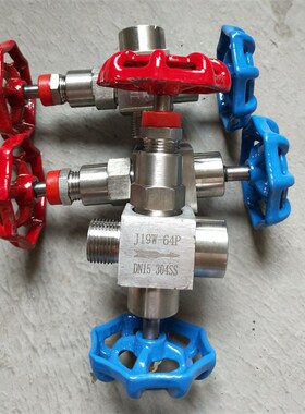 J19W-64P不锈钢压力表三通截止阀针型阀带排气孔 M20*1.5 DN15