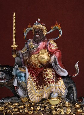 新款包邮16寸武财神赵公明骑虎赵元帅H赵玄朗神像中路财神中式摆