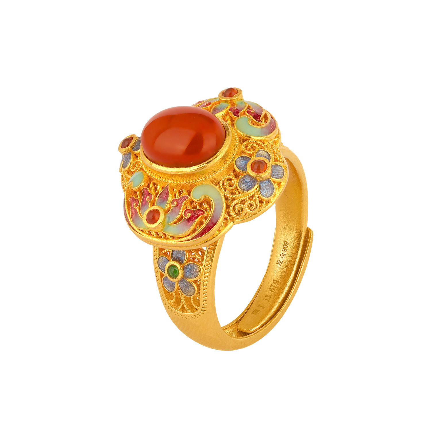 Gongdu Imperial City-Chixia gilt pure gold ring enamel craftsmanship