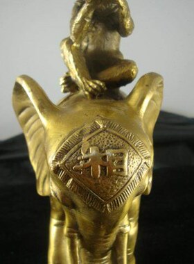 驿马位纯铜大号办公室摆件向上象上封侯招财桌面摆件客厅家居书房