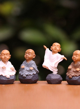 可爱网红迷你小和尚公仔禅意多肉植D物花盆微景观桌面家居装饰摆