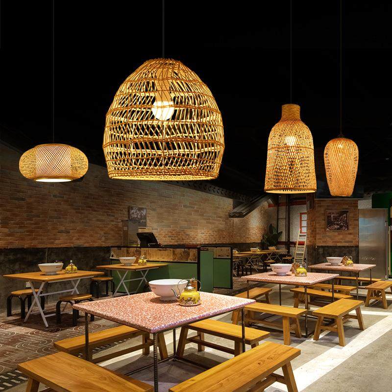日式竹编吊灯复古藤艺草帽灯竹艺茶室饭店餐厅新中式灯笼藤编灯聚,淘宝优惠券,粉丝福利购,淘宝优惠卷