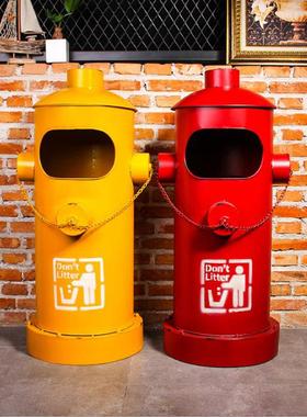 复古铁艺消防栓垃圾桶收纳桶家居客厅餐厅服装店酒吧网咖摆件装饰