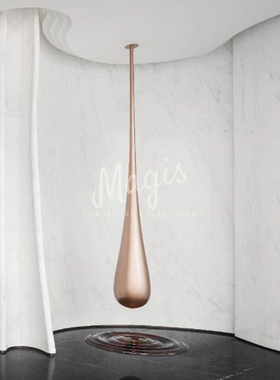 玻璃钢水滴造型h雕塑摆件轻奢电镀天花板吊饰大堂售楼部挂件装饰