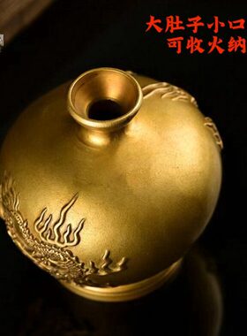 纯铜避火龙瓶厨房在西北火烧天门乾卦位招财黄铜家居装饰龙摆件