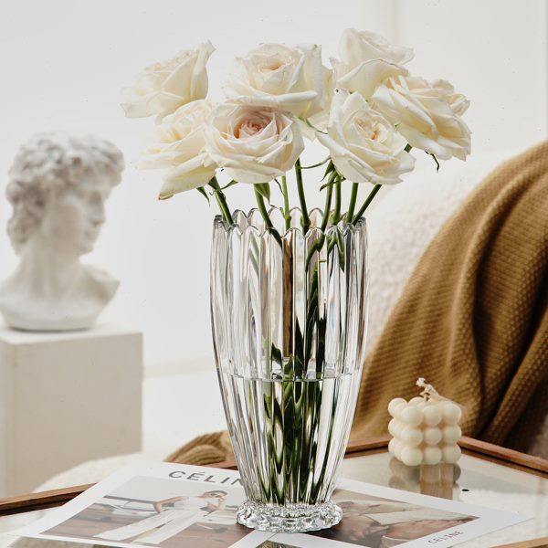 欧式轻奢透明水晶玻璃花瓶 高级花瓶插花百合花水养餐桌客厅摆件,淘宝优惠券,粉丝福利购,淘宝优惠卷