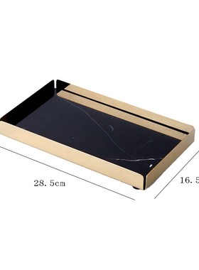轻奢现代大理石托盘创意长方形收纳置物盘样板P间洗手台售楼处摆