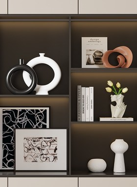 现代高级感大地色艺术软装饰品摆件E客厅电视柜酒柜高档轻奢家居