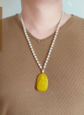 十二生肖属虎吉祥佩戴物招财黄玉B本命佛虚空藏菩萨守护神男女吊