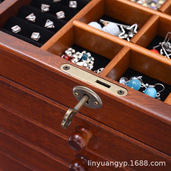 带锁首饰收纳盒女复古木质首饰包装盒现货中式多层首饰包装木盒,淘宝优惠券,粉丝福利购,淘宝优惠卷