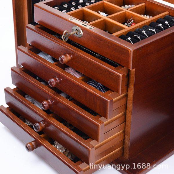 带锁首饰收纳盒女复古木质首饰包装盒现货中式多层首饰包装木盒,淘宝优惠券,粉丝福利购,淘宝优惠卷