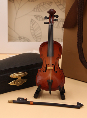 手工制作迷你大提k琴模型25cm带支架礼盒娃娃乐器礼品送情侣老师