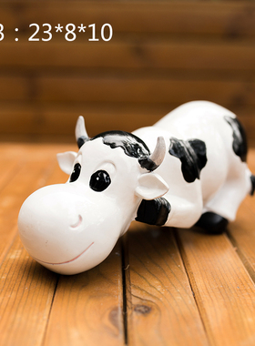 创意树脂奶牛摆件工艺品礼物卡通小动物摆件M客厅酒柜台装饰品摆