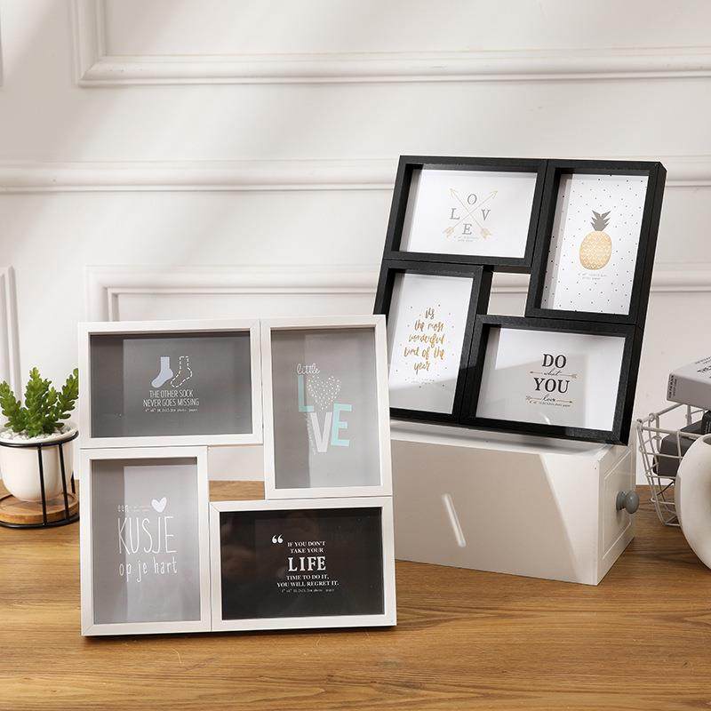 创意6寸相框摆台洗照片木质组合相架4宫格北欧连体挂墙像框照片墙,淘宝优惠券,粉丝福利购,淘宝优惠卷