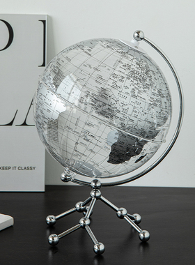 透明地球仪摆件轻奢高档家居客厅电视酒柜办公室桌U面书房柜装饰