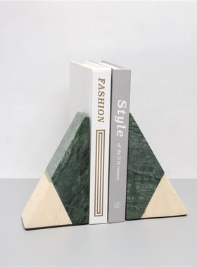 现代北欧创意三角接拼大理石书档样板间样品屋展L示中心书架桌面