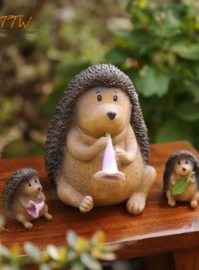 TYTTW可爱牵牛花小刺猬 树脂萌K物摆件 庭院花园装饰