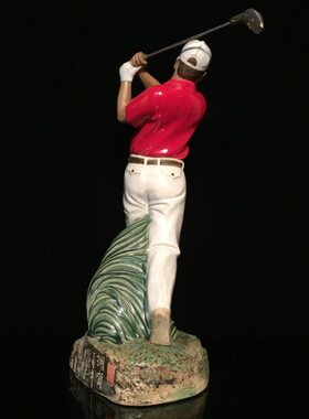 石湾公仔陶瓷高尔夫摆件创意家居客厅玄关电视柜工艺品商务送礼品