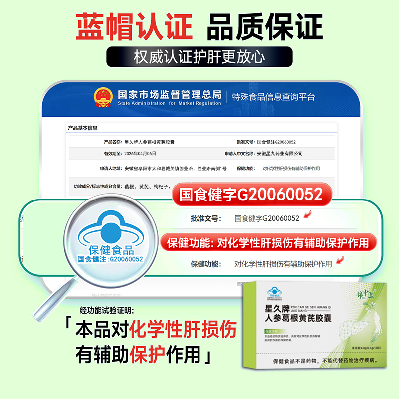 Jin TCM Ginseng, Pueraria and Astragalus Capsules protect and nourish the liver