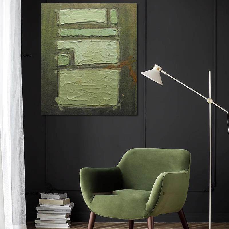 中古奶油风纯手绘油画客厅沙发背景装饰画赤贫诧寂风绿色玄关挂画,淘宝优惠券,粉丝福利购,淘宝优惠卷