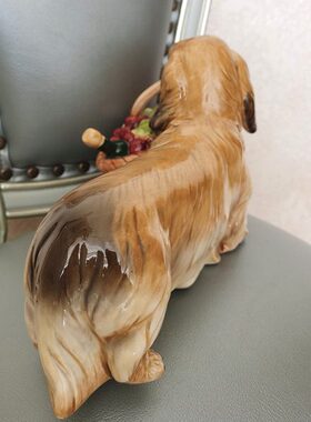 陶瓷腊肠狗摆件动物摆设茶几电视柜酒柜书房家居装饰品铲屎官的爱