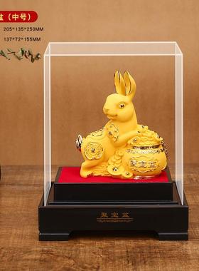 绒沙金生肖兔摆件 12生肖金兔摆件 沙金工艺品礼品摆件镀金兔摆件